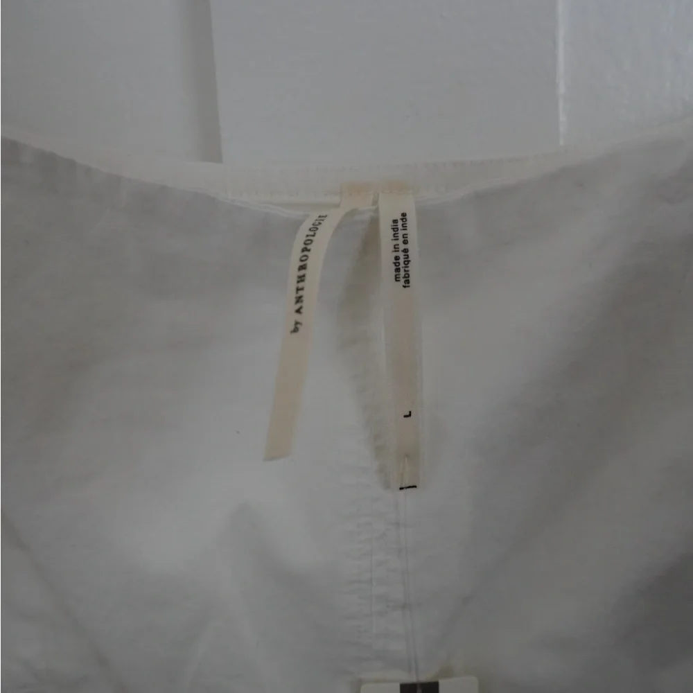 Anthropologie White Puff Sleeve Blouse